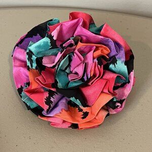 Made in France Rosette Barrette Fabric Round Pink Purple Vintage 80s 90s